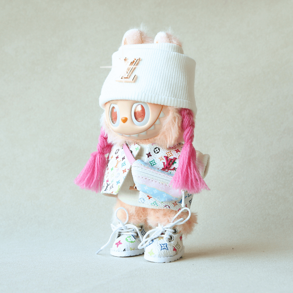 Luxe White Vest Set (6-Piece) Labubu Clothes