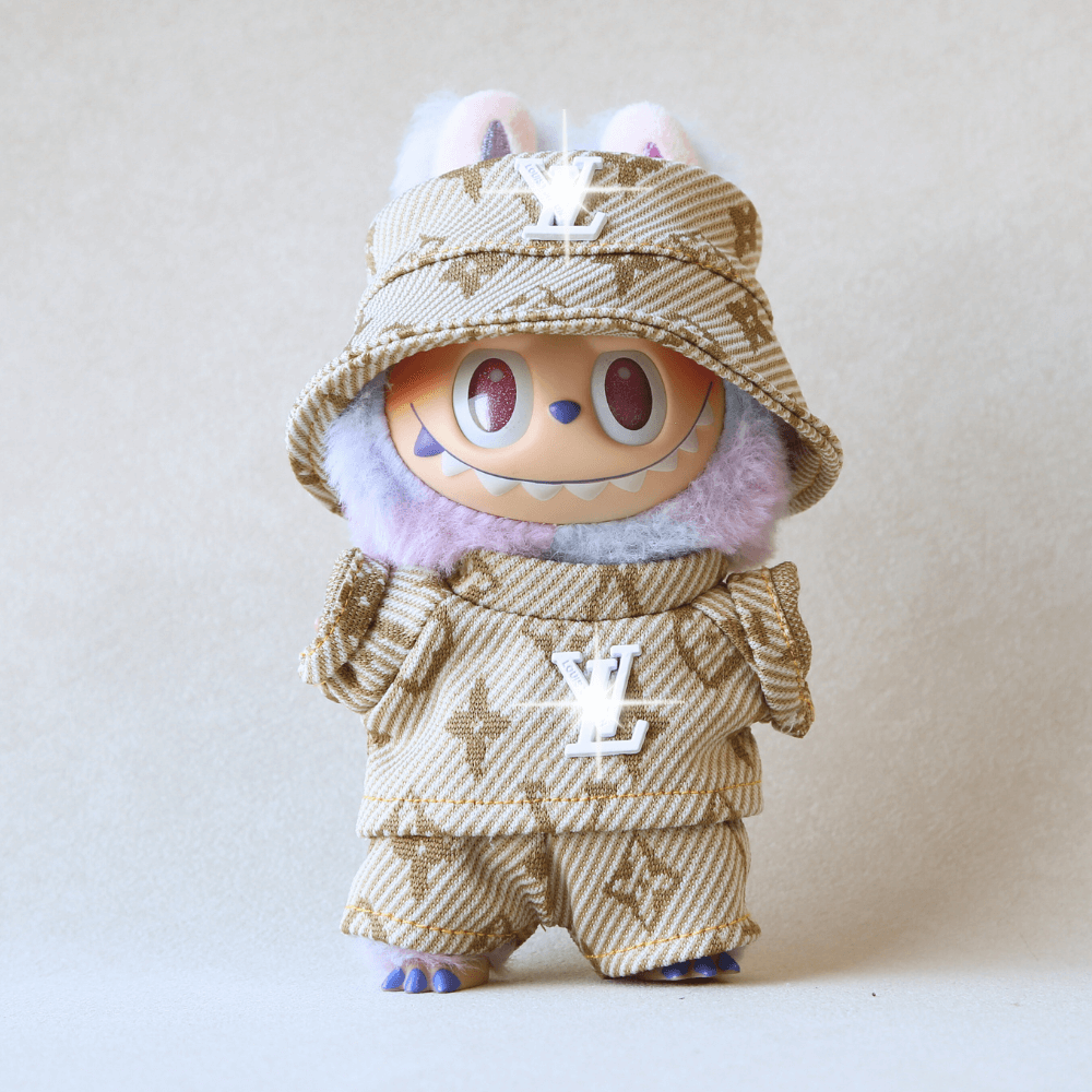 Golden Monogram Luxe Set - Labubu Fashion Clothes