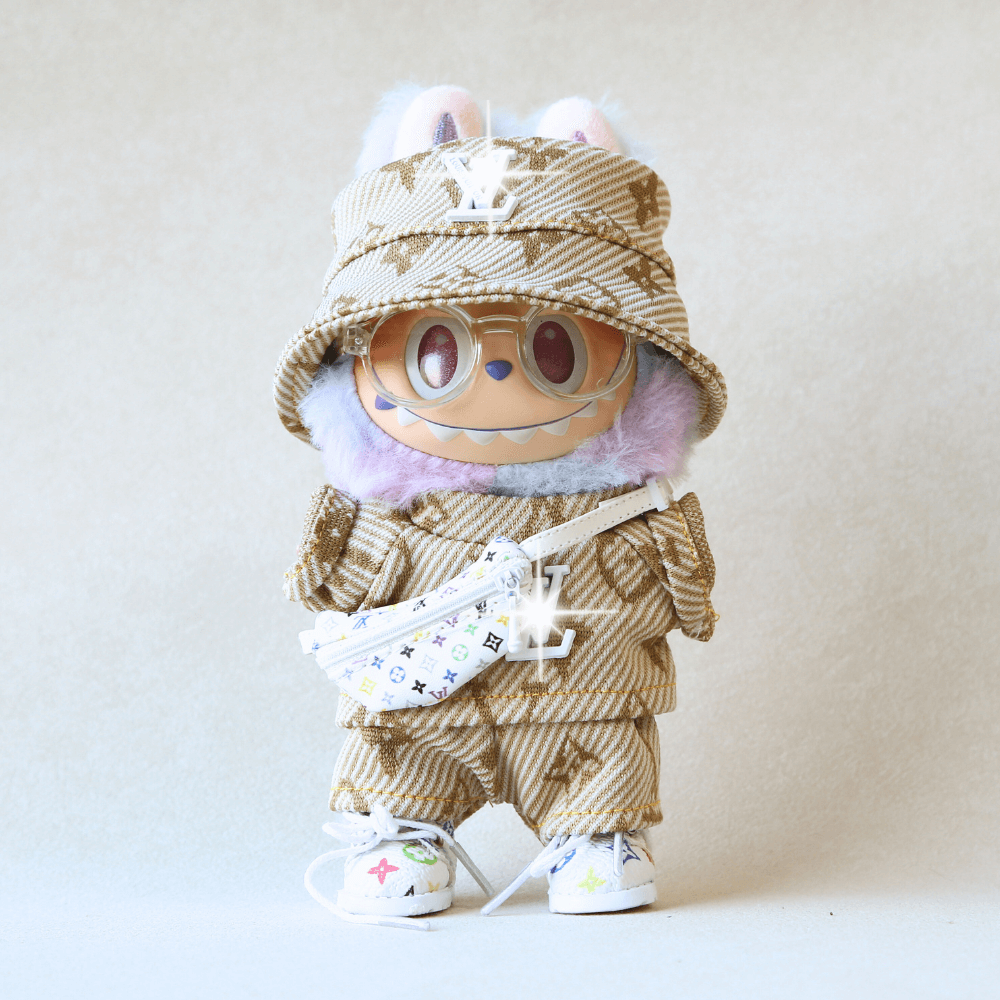 Golden Monogram Luxe Set - Labubu Fashion Clothes