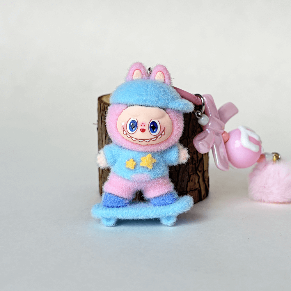 Skateboard Mini Labubu keychain