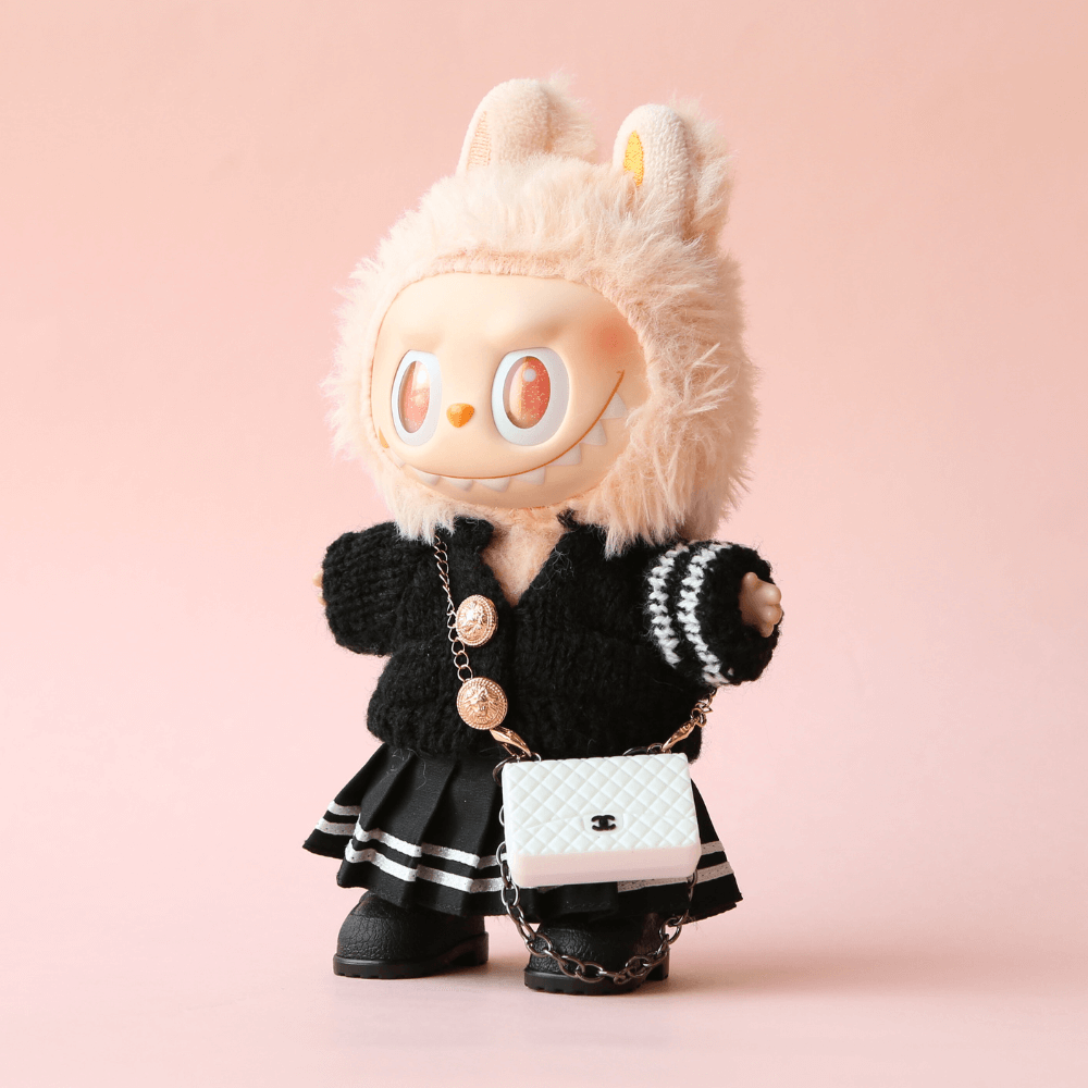 Chic Black Sweater Dress Set (3-Piece)  for Labubu