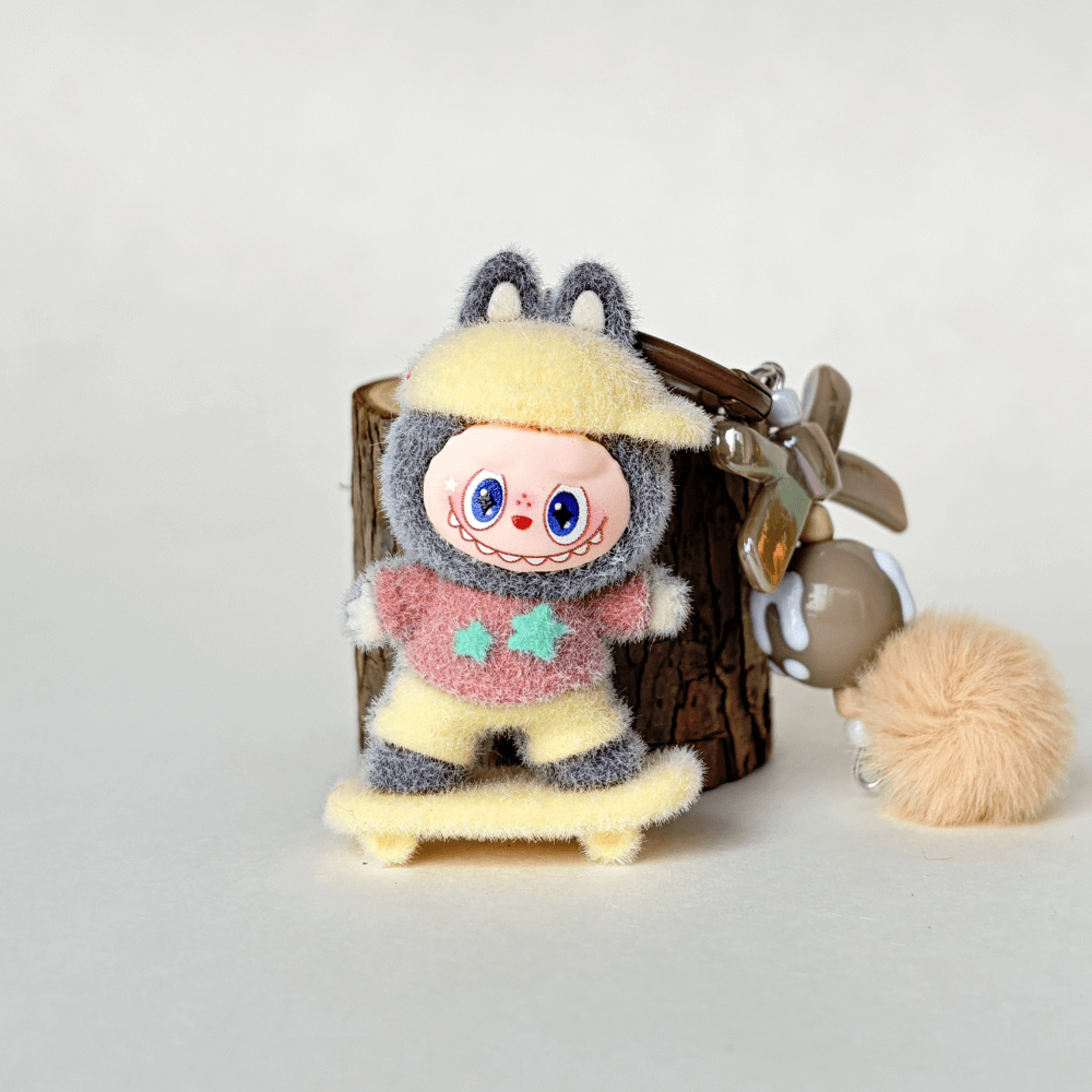 Skateboard Mini Labubu keychain