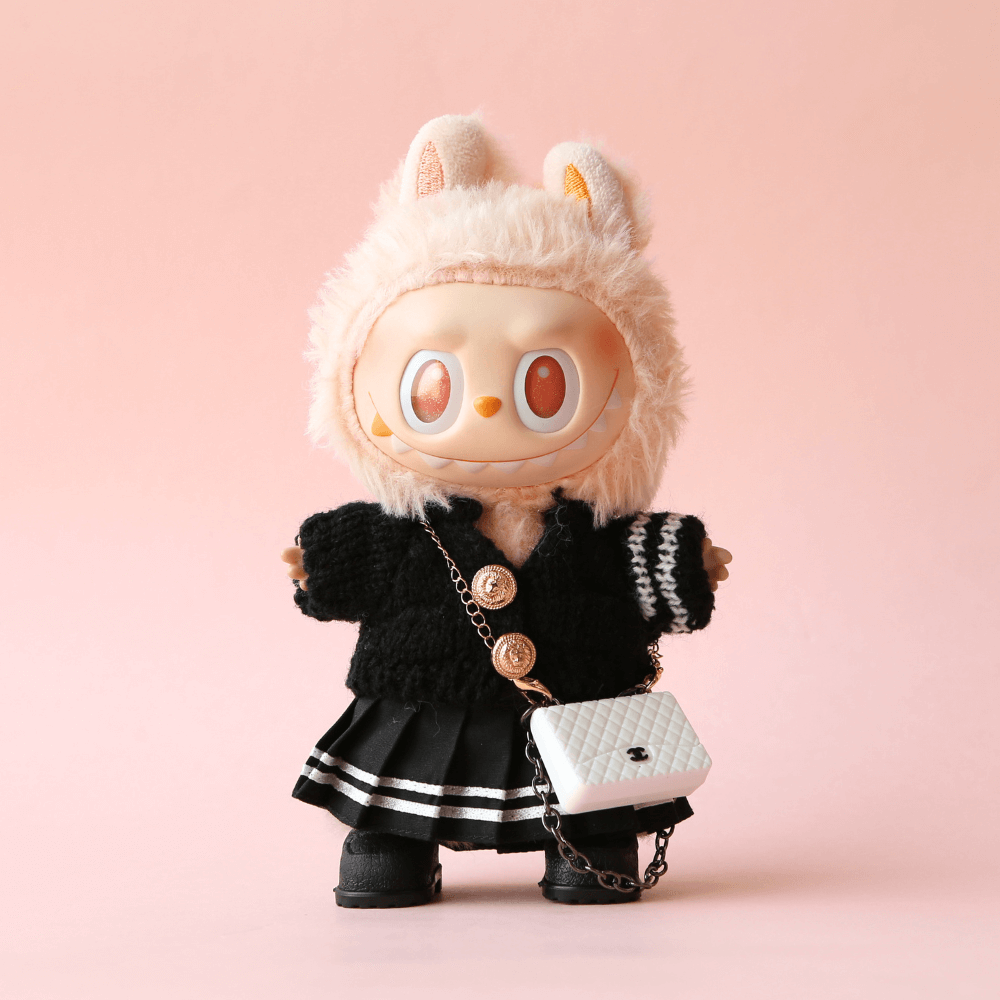 Chic Black Sweater Dress Set (3-Piece)  for Labubu