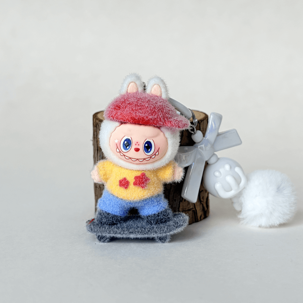 Skateboard Mini Labubu keychain