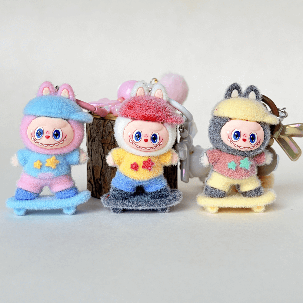 Skateboard Mini Labubu keychain
