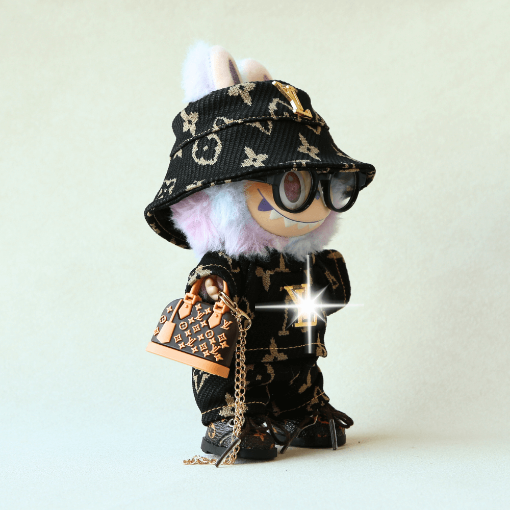 Black Monogram Luxe Set - Labubu Fashion Clothes