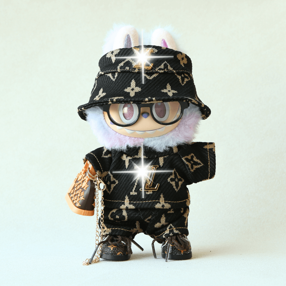Black Monogram Luxe Set - Labubu Fashion Clothes