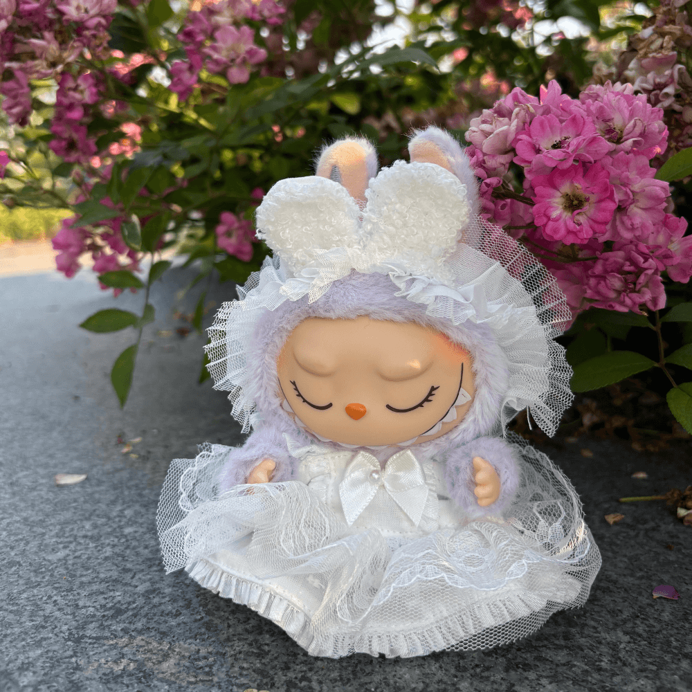 White Wedding Dress 2-Piece Set - Labubu Fashion Dress-Boobulo