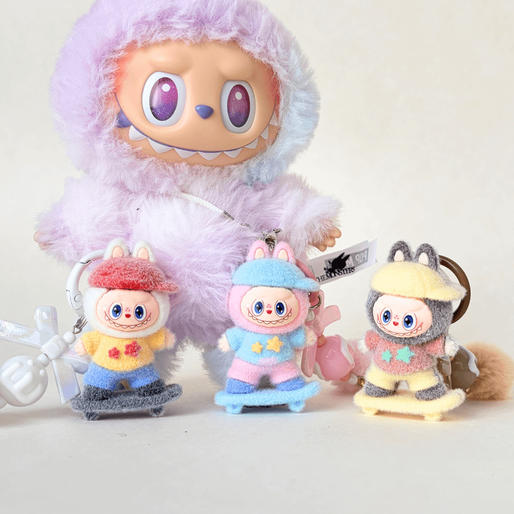 Skateboard Mini Labubu keychain