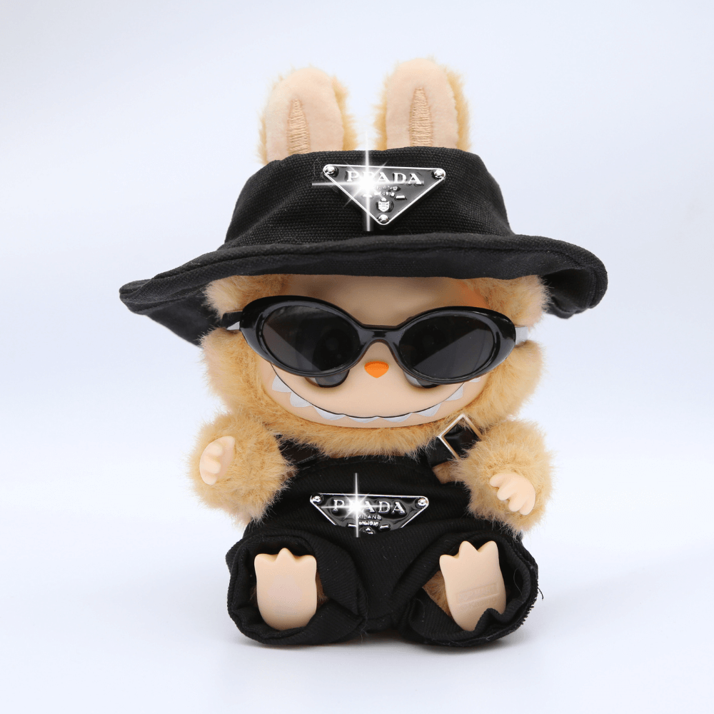 P-Style Overalls & Hat Set - Labubu Fashion Clothes (Metallic Logo)