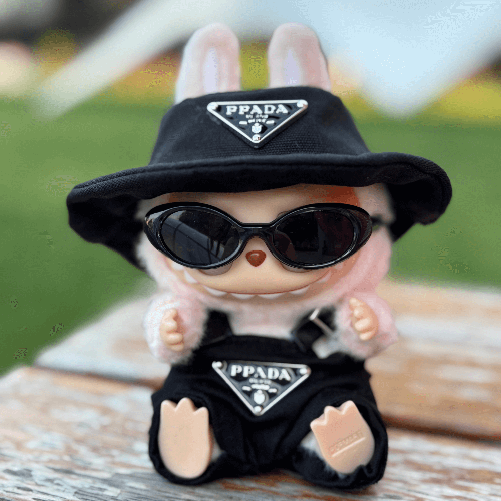 P-Style Overalls & Hat Set - Labubu Fashion Clothes (Metallic Logo)-Boobulo