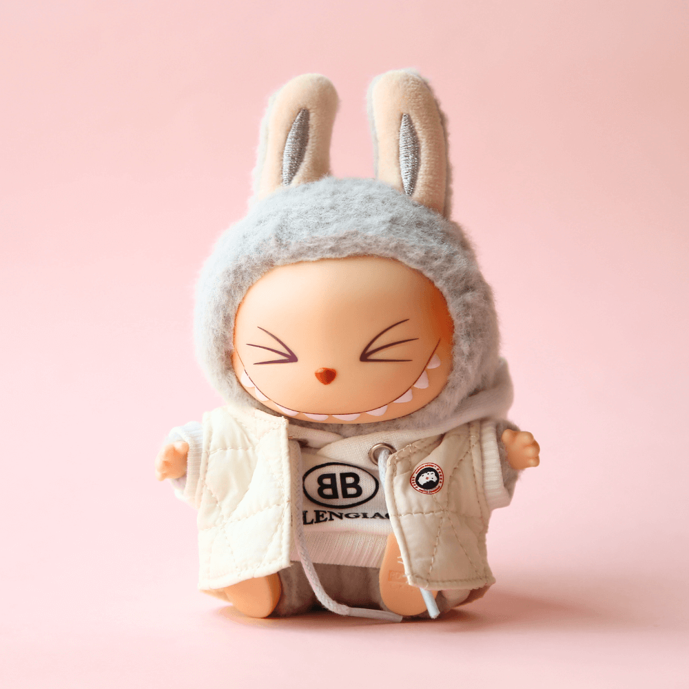 Balen-Inspired Hoodie & Canada G Style Down Vest Set for Labubu 