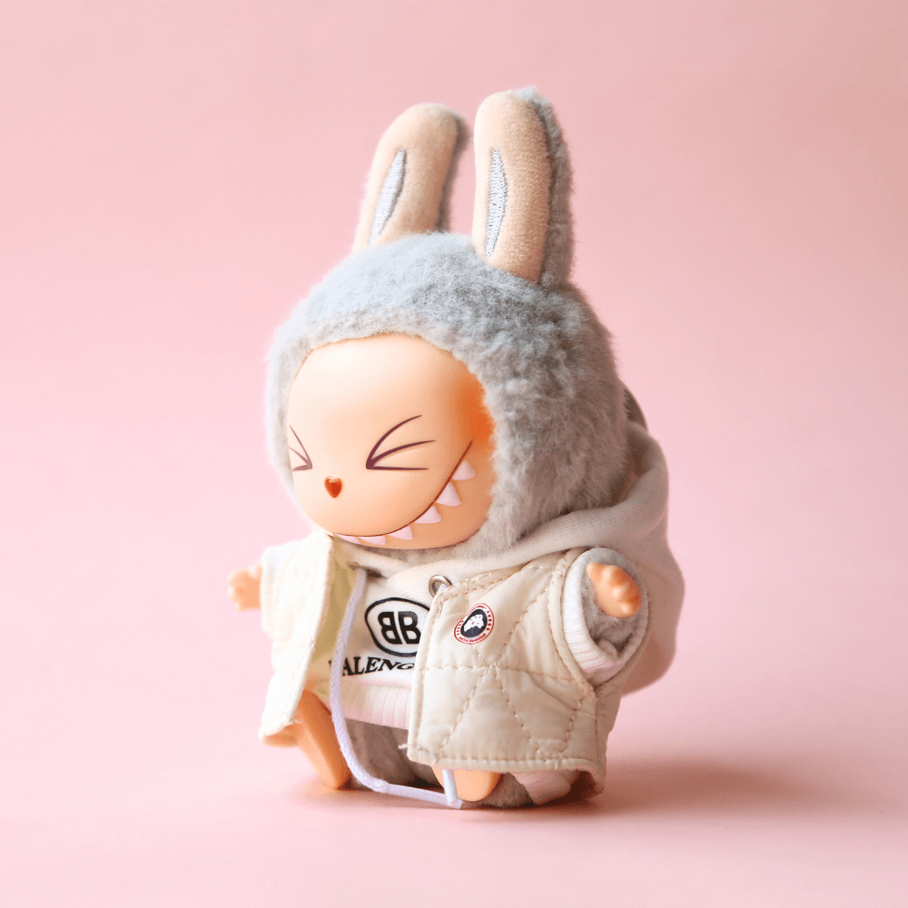 Balen-Inspired Hoodie & Canada G Style Down Vest Set for Labubu 