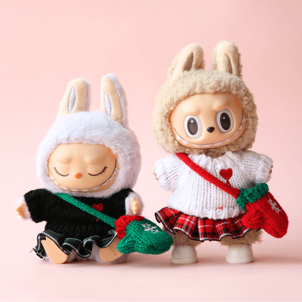 Christmas Knit Set (4-Piece, Gloves Included) for Labubu