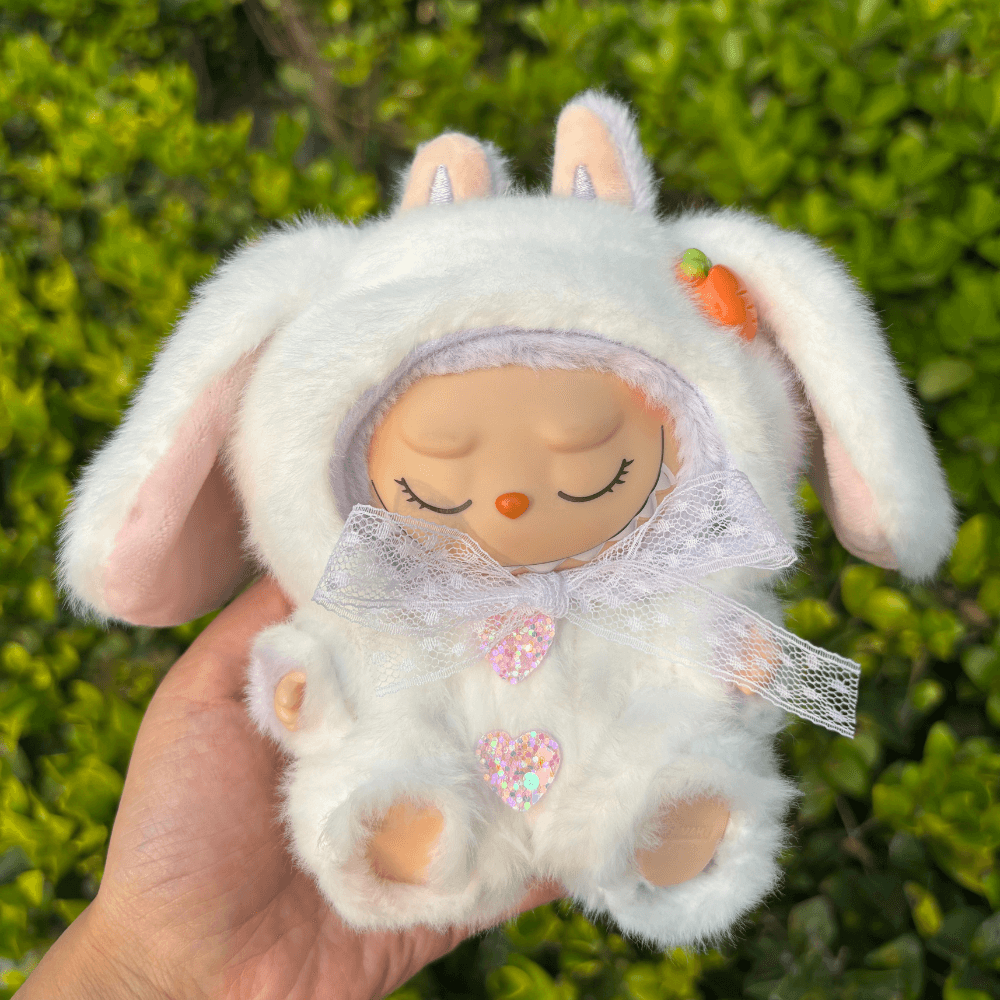 Long-Eared Rabbit Costume Faux Mink Fur 2-Piece Set - Labubu Fashion Clothes-Boobulo