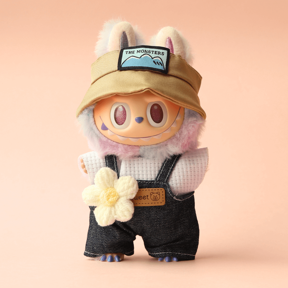 Camp Explorer Set – 3-Piece Outdoor Outfit with Hat, Tee & Overalls for Labubu-Boobulo