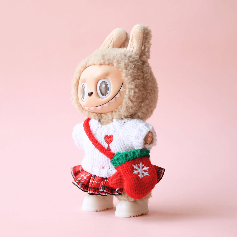Christmas Knit Set (4-Piece, Gloves Included) for Labubu