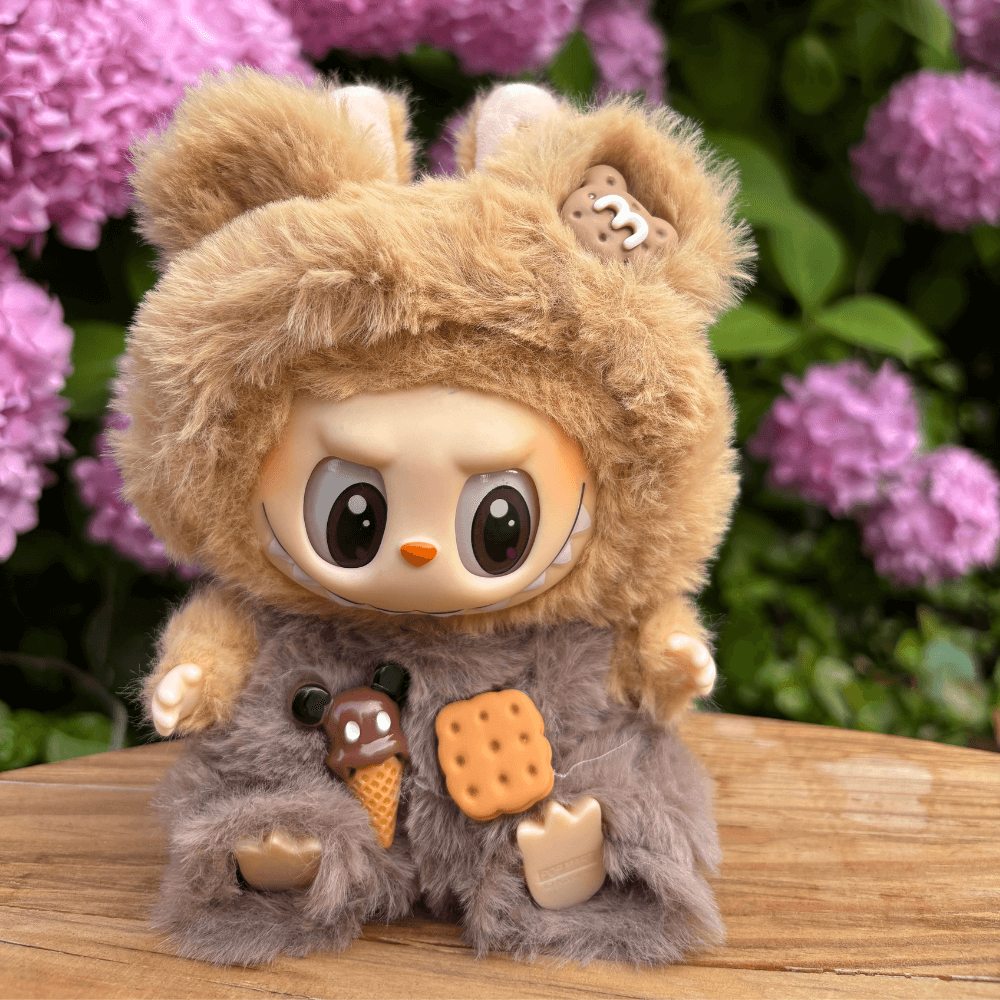 Bear Costume Faux Mink Fur 2-Piece Set - Labubu Fashion Clothes-Boobulo