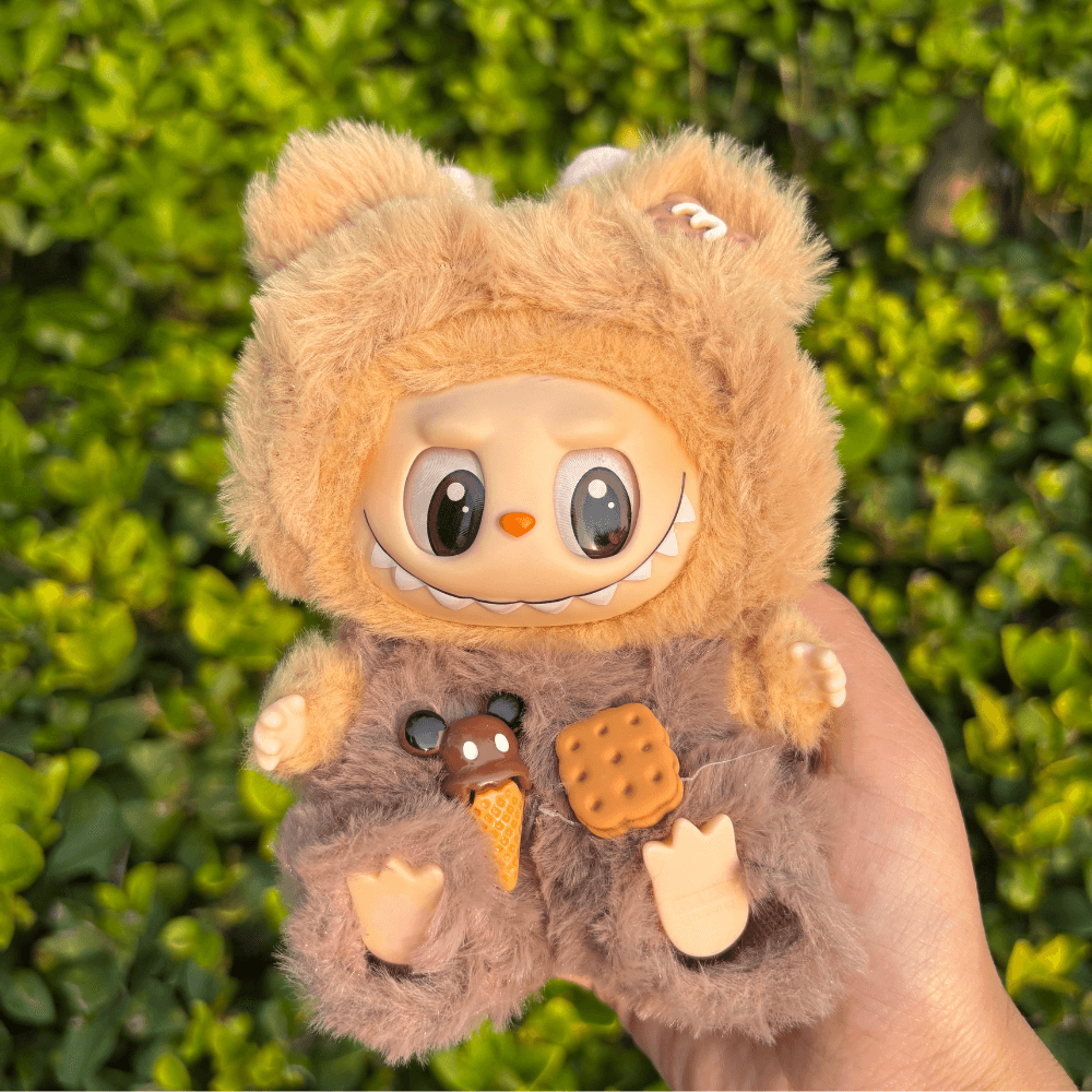 Bear Costume Faux Mink Fur 2-Piece Set - Labubu Fashion Clothes-Boobulo