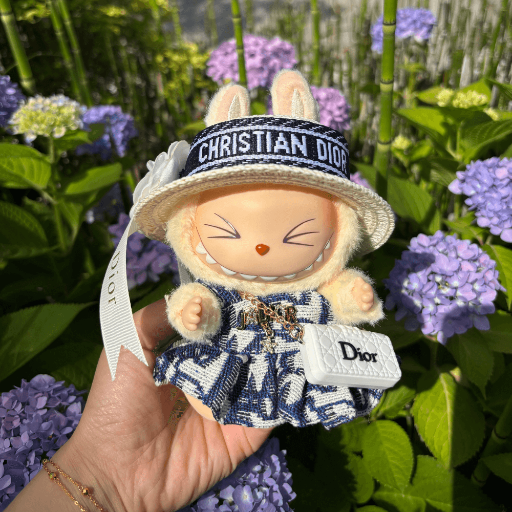 Toile de Labubu Dress, Hat & Bag 3-piece Set - Labubu Fashion Clothes (Bag Included)-Boobulo