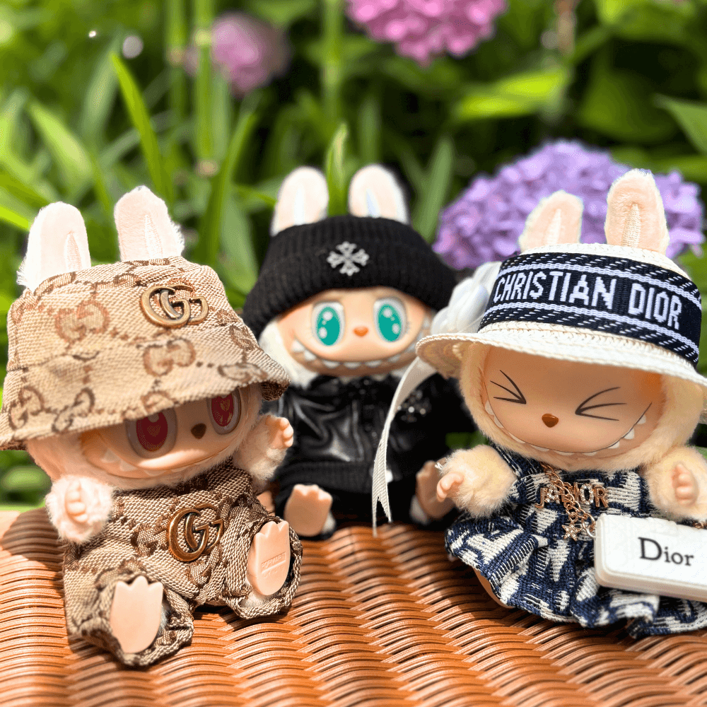 Toile de Labubu Dress, Hat & Bag 3-piece Set - Labubu Fashion Clothes (Bag Included)-Boobulo