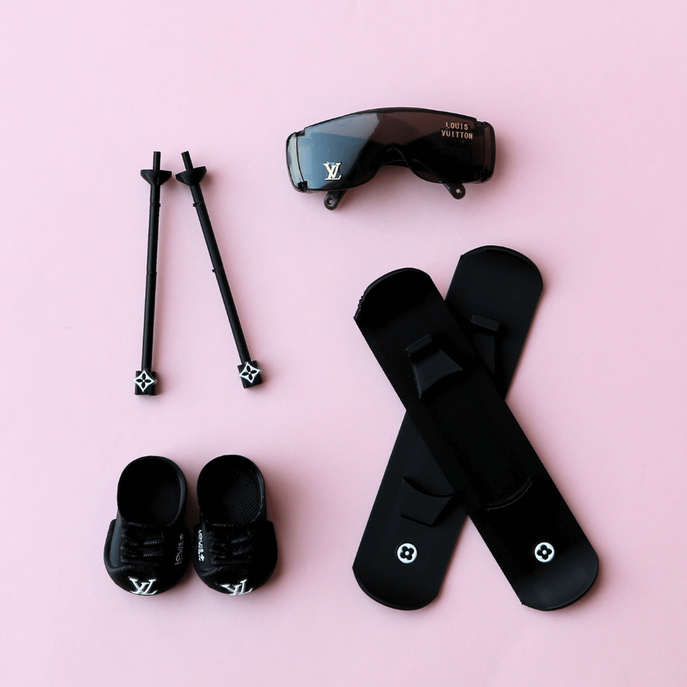 L.V. Luxe Ski Set (Ski Suit, Snowboard & Goggles) for Labubu