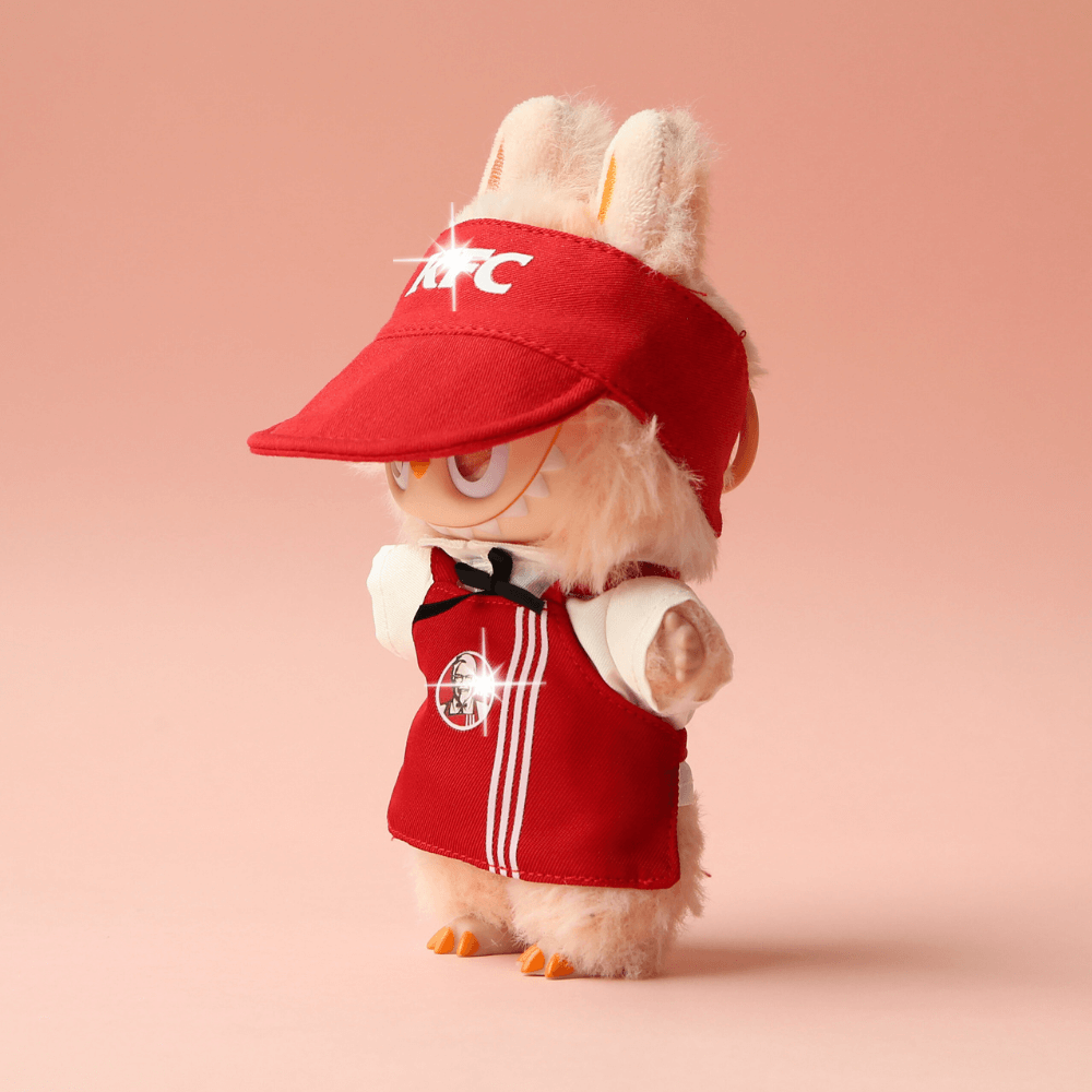 KFC Uniform 3-Piece Apron Outfit with Hat & Top  - 6.7″ Labubu Fashion Clothes