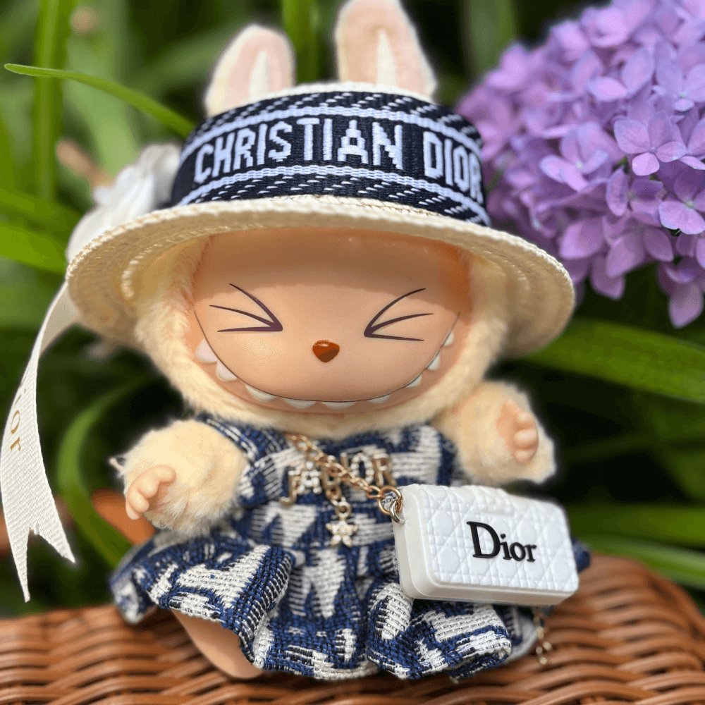 Toile de Labubu Dress, Hat & Bag 3-piece Set - Labubu Fashion Clothes (Bag Included)-Boobulo