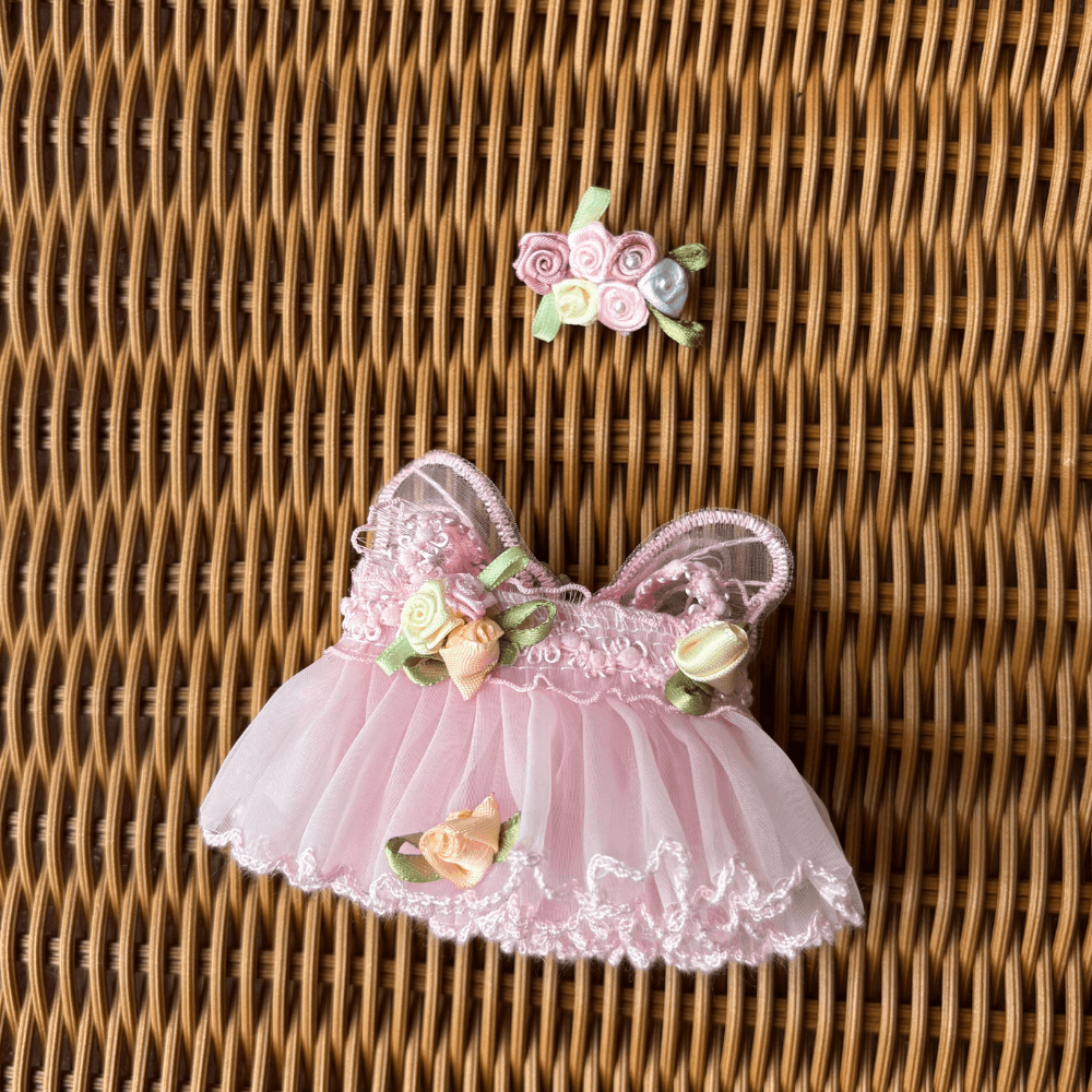 Pink Wedding Dress 2-Piece Set - Labubu Fashion Dress-Boobulo