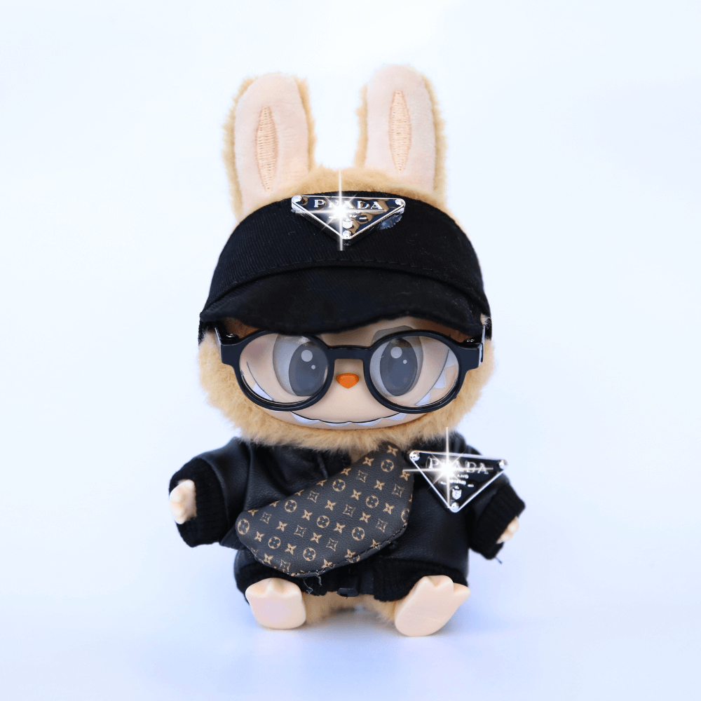 P-Style 2-Piece Faux-Leather Set – Top & Cap  - Labubu Clothes