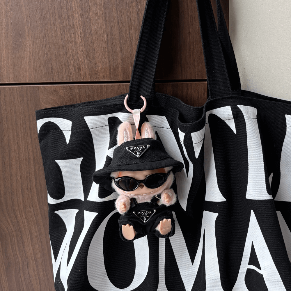 P-Style Overalls & Hat Set - Labubu Fashion Clothes (Metallic Logo)-Boobulo