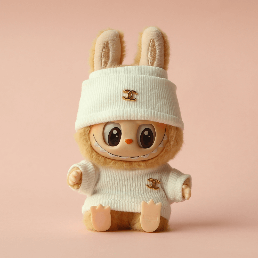 White Tweed Chic 2-piece-Set - 6.7″ Labubu Fashion Clothes-Boobulo