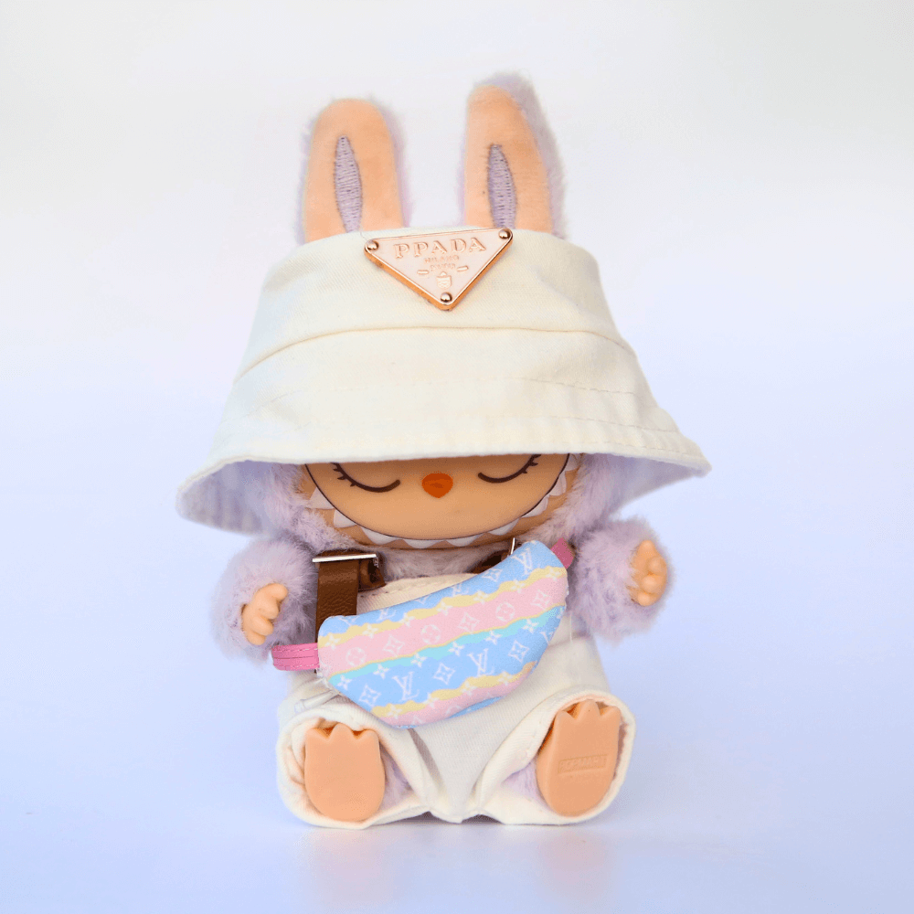 P-Style Overalls & Hat Set - Labubu Fashion Clothes (Metallic Logo)-Boobulo