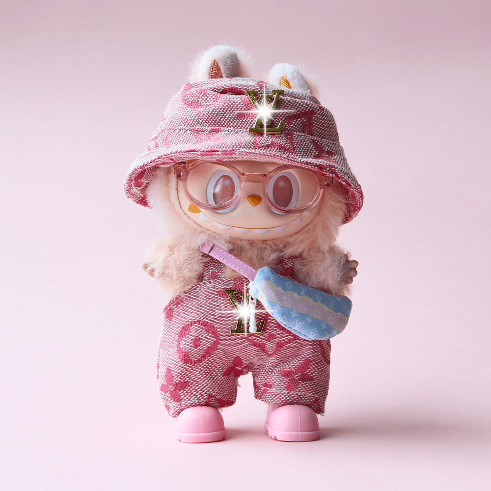 Louis L.V. Vintage Set - Labubu Fashion Clothes (Metallic Logo)