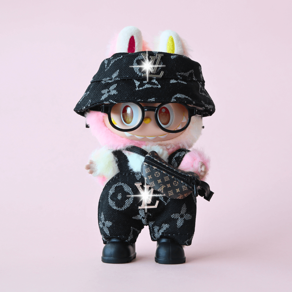 Louis L.V. Vintage Set - Labubu Fashion Clothes (Metallic Logo)