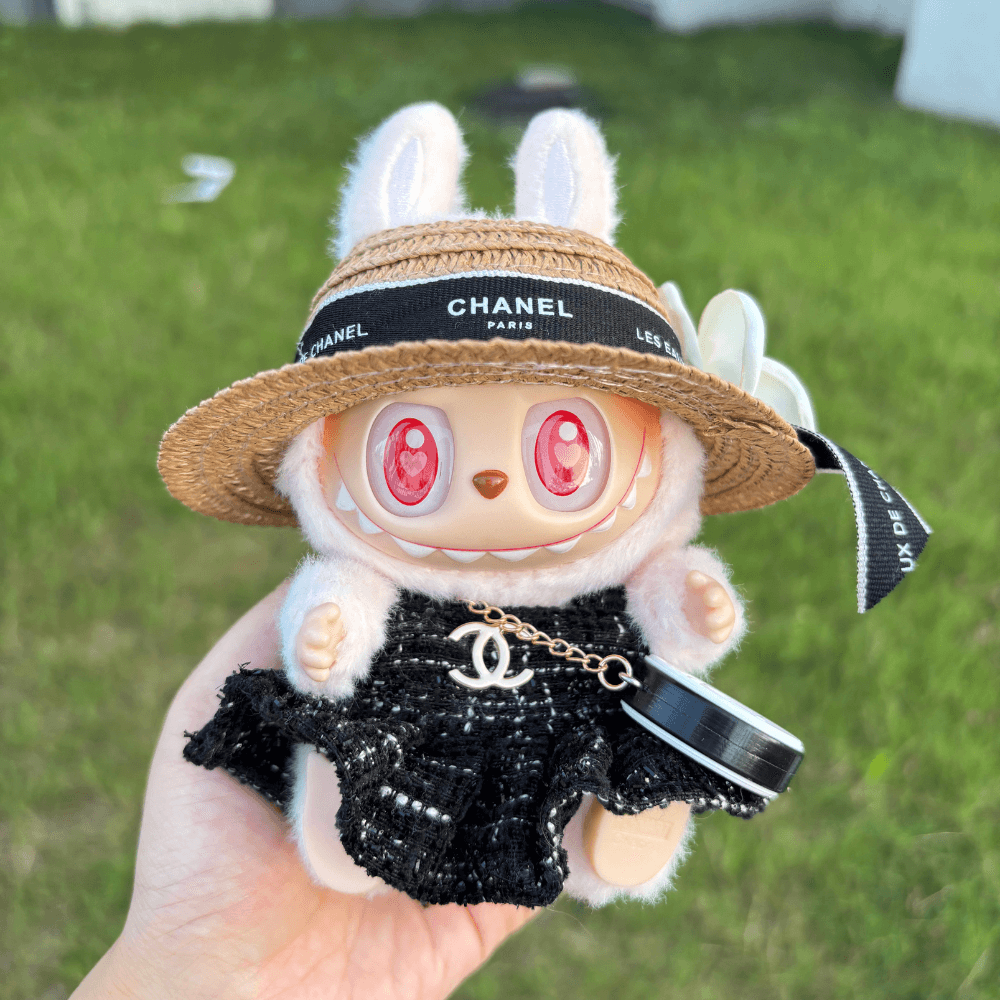 Coco Luxe Dress, Hat & C-Bag 3-Piece Set - Labubu Fashion Clothes (Bag Included)-Boobulo