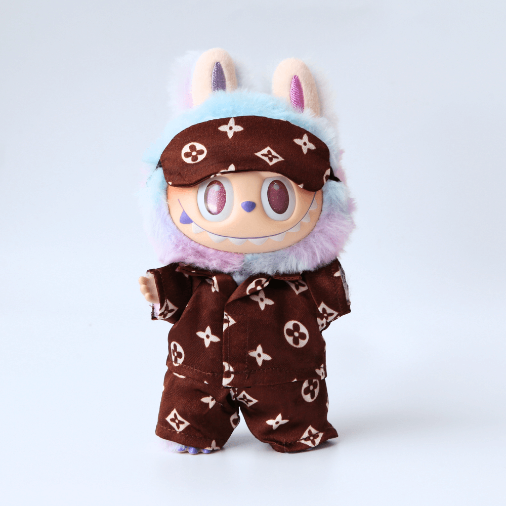 Monogram Silk Pajama Set - 6.7″ Labubu Fashion Clothes-Boobulo