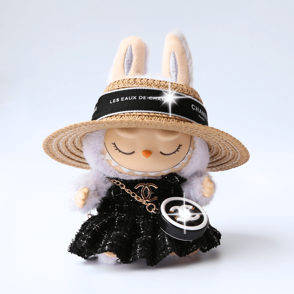 Elegant Straw Hat Set 3-Piec - (Bag Included) Labubu Clothes