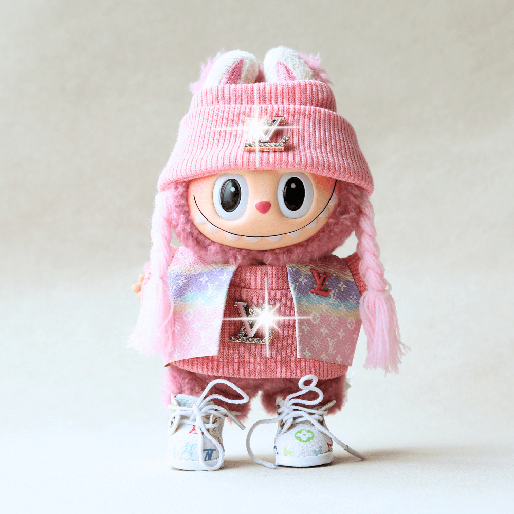 Pink Monogram Vest Set (5-Piece)-Labubu Clothes