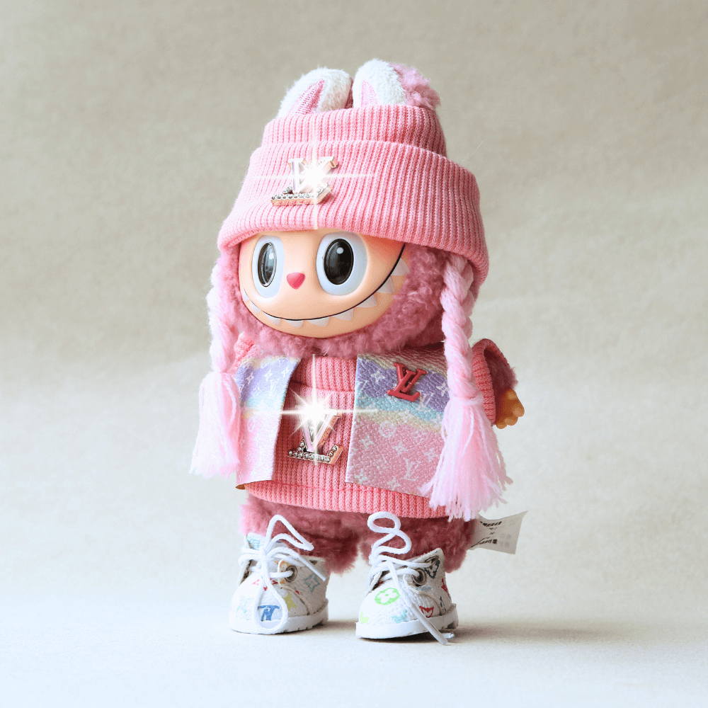 Pink Monogram Vest Set (5-Piece)-Labubu Clothes