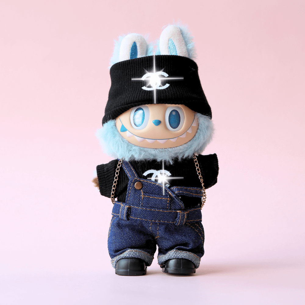 Denim Overalls 3-Piece Set for Labubu