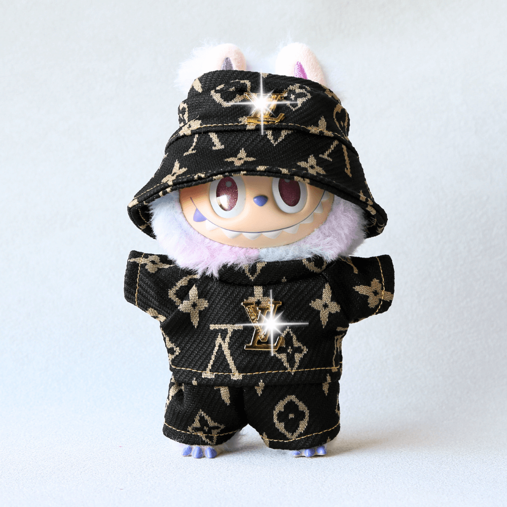 Black Monogram Luxe Set - Labubu Fashion Clothes