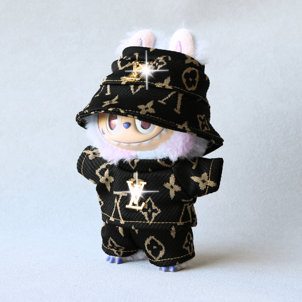 Black Monogram Luxe Set - Labubu Fashion Clothes