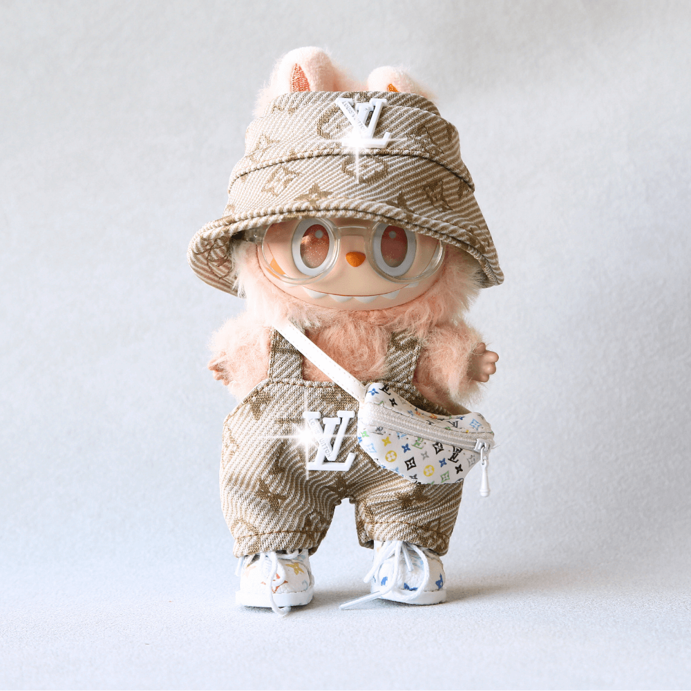 Golden Monogram Luxe Set - Labubu Fashion Clothes