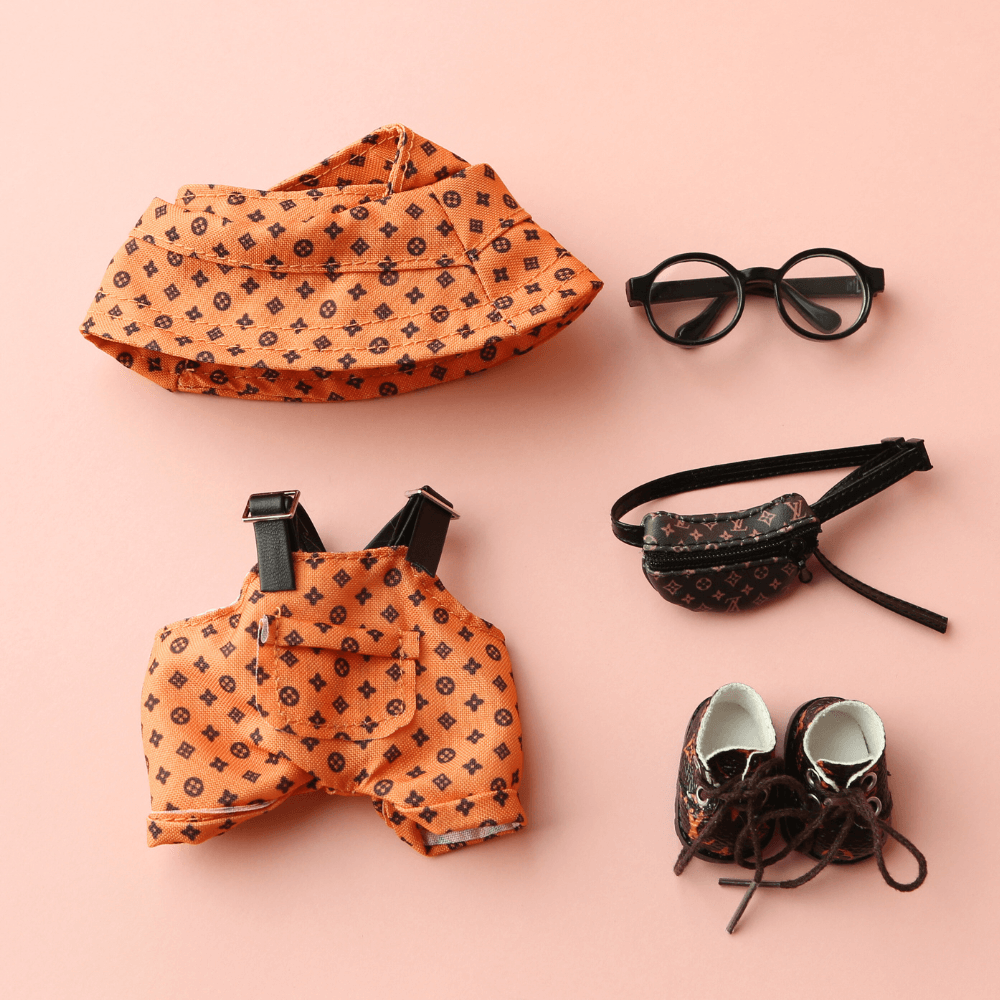 Monogram Street Set , Fisher Hat & Overalls- Labubu Clothes-Boobulo
