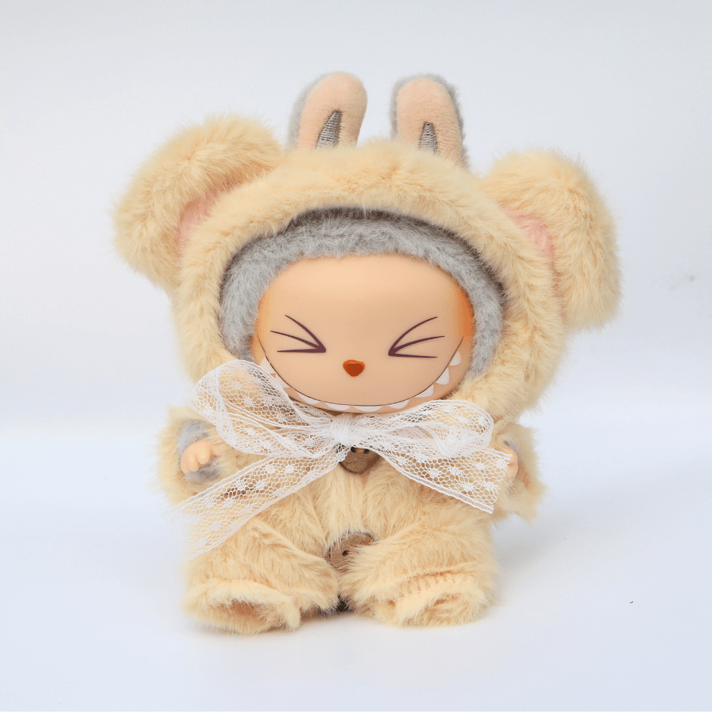 Bear Costume Faux Mink Fur 2-Piece Set - Labubu Fashion Clothes-Boobulo