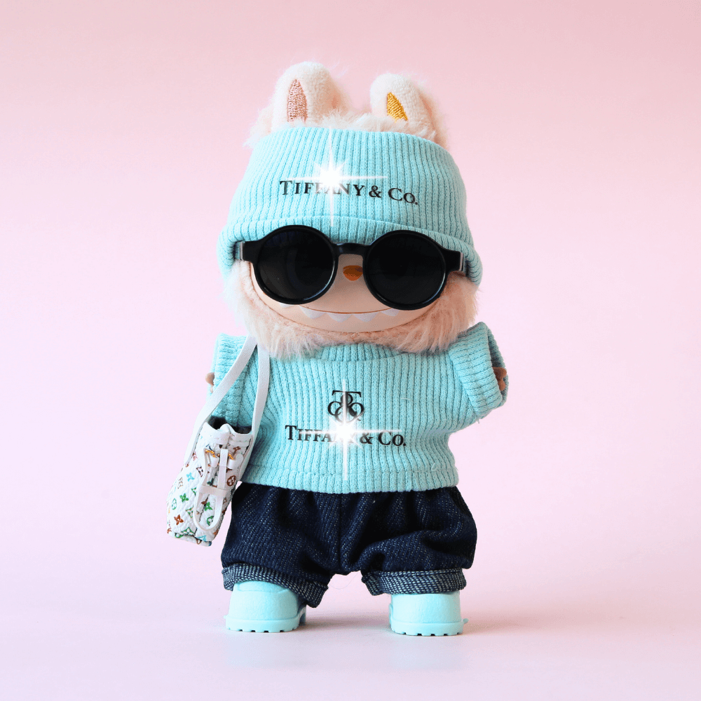 Elegant Blue Fashion Set Labubu Clothes