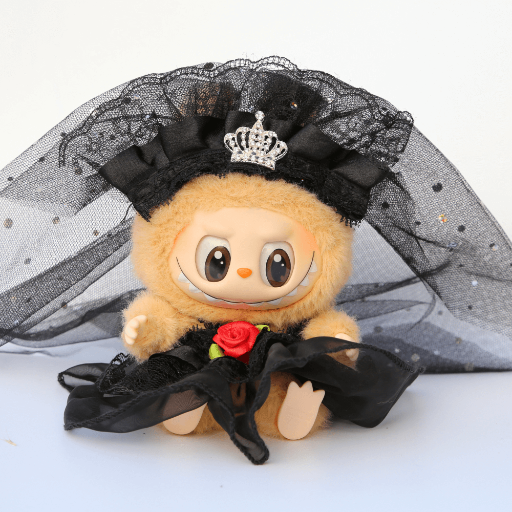 Labubu Wedding Dress & Veil Set – Bridal Outfit for 15cm Doll-Boobulo