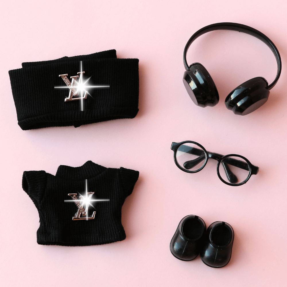 L-Style Top & Hat Set - Labubu Fashion Clothes (Metallic Logo)