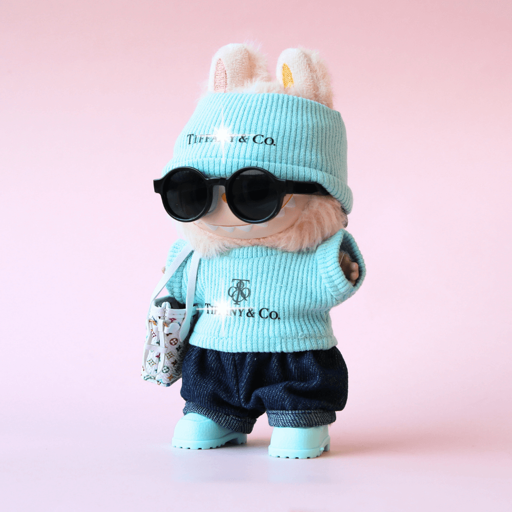 Elegant Blue Fashion Set Labubu Clothes